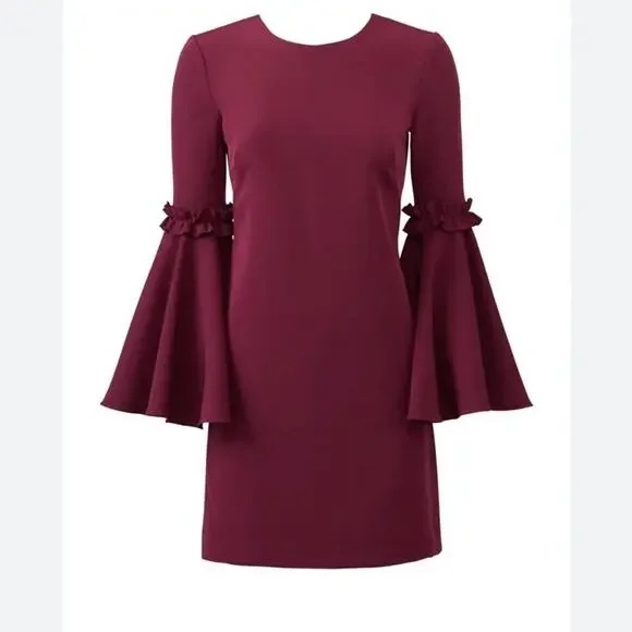 Milly Cady Bell Sleeve Dress Merlot Mini Dress size 0 - Picture 1 of 7